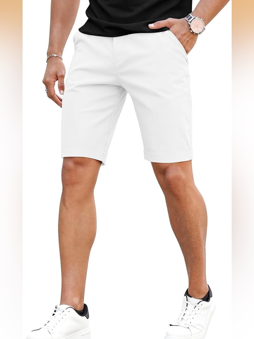 Shorts 9 Inch Slim Fit Stretch Skinny Chinos Tapered White 28. 2387/bb11-1